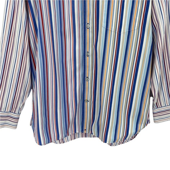 Tommy Hilfiger Mens 80s 2 Ply Fabric Striped Button Up Shirt - Picture 3 of 10